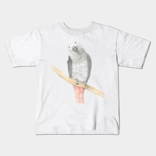 gris d'Afrique watercolor african grey parrot Kids T-Shirt